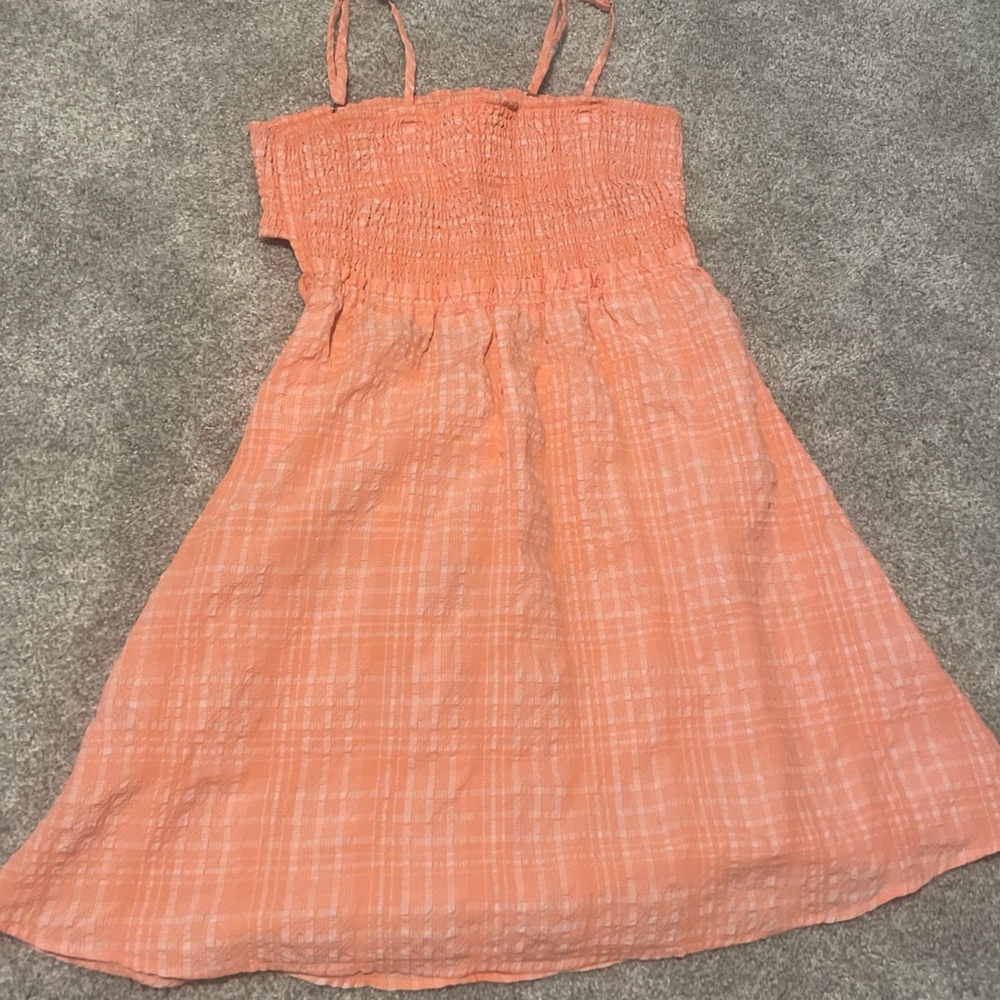 H&M Orange Sleeveless Smocked Sundress